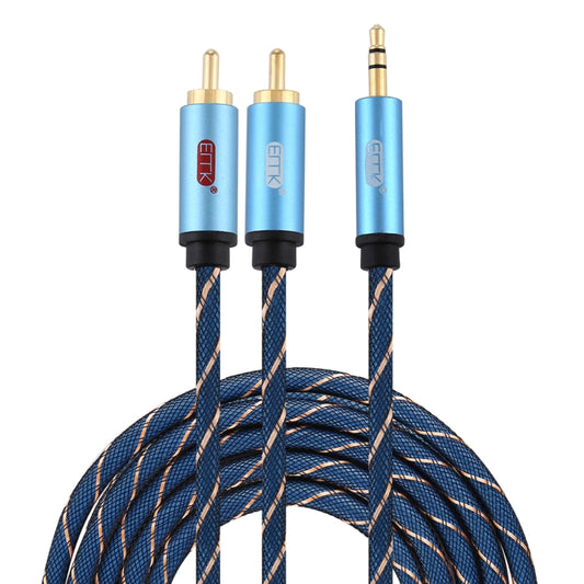 EMK 3.5mm Jack Male to 2 x RCA Male Gold Plated Connector Speaker Audio Cable, Cable Length:3m(Dark Blue) -  by EMK | Online Shopping UK | buy2fix