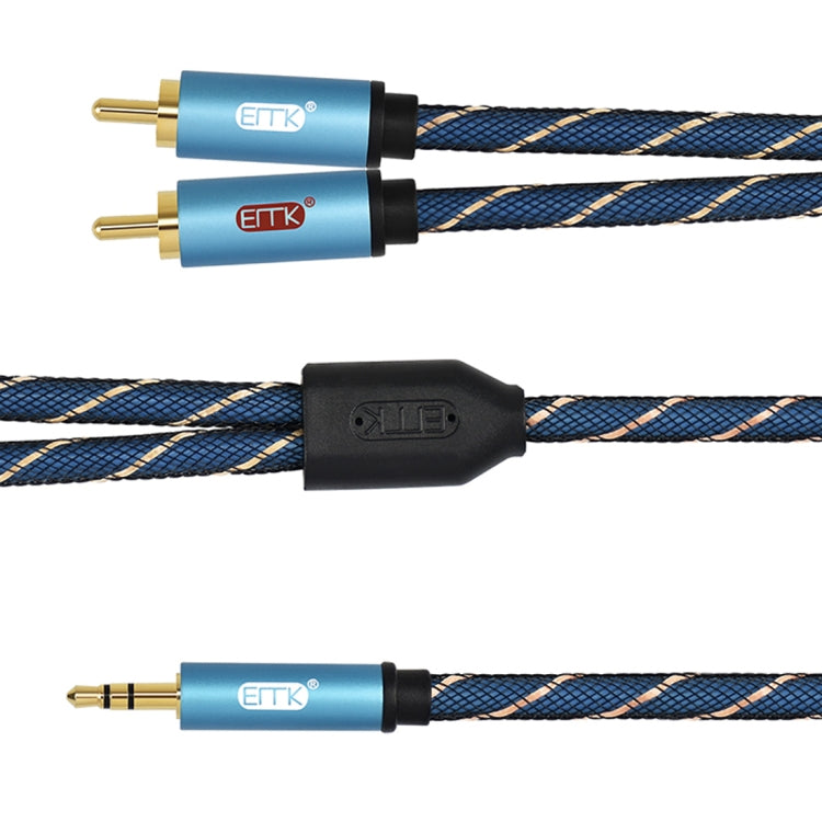 EMK 3.5mm Jack Male to 2 x RCA Male Gold Plated Connector Speaker Audio Cable, Cable Length:5m(Dark Blue) - Audio Optical Cables by EMK | Online Shopping UK | buy2fix