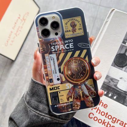 For iPhone 14 Pro Dual-side IMD Astronaut Frosted Phone Case(Black Gold) - iPhone 14 Pro Cases by buy2fix | Online Shopping UK | buy2fix