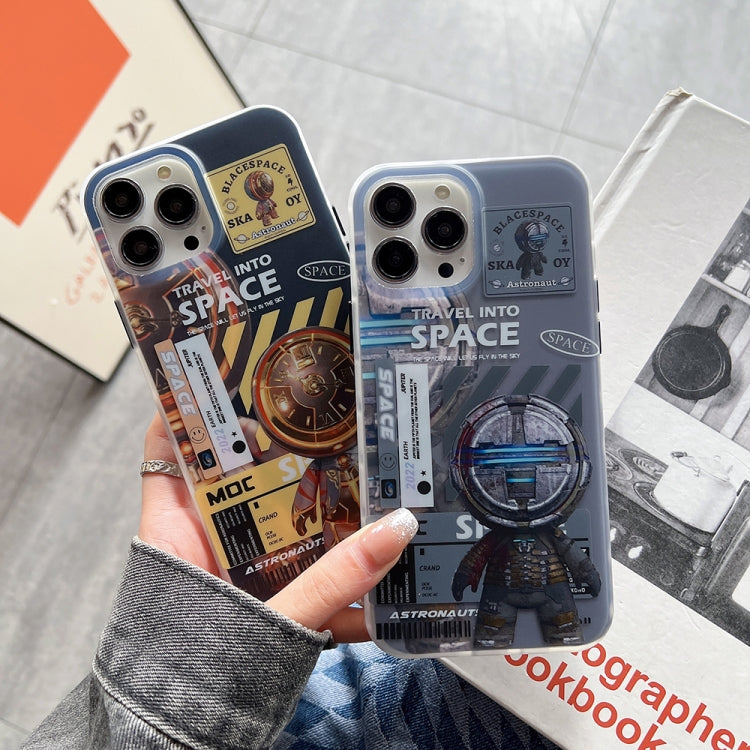 For iPhone 14 Dual-side IMD Astronaut Frosted Phone Case(Blue Grey) - iPhone 14 Cases by buy2fix | Online Shopping UK | buy2fix