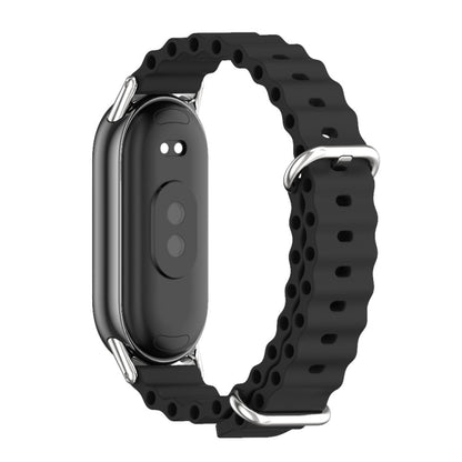 For Xiaomi Mi Band 8 / 9 / 9 NFC Mijobs Marine Silicone Breathable Watch Band(Black Silver) - Watch Bands by MIJOBS | Online Shopping UK | buy2fix