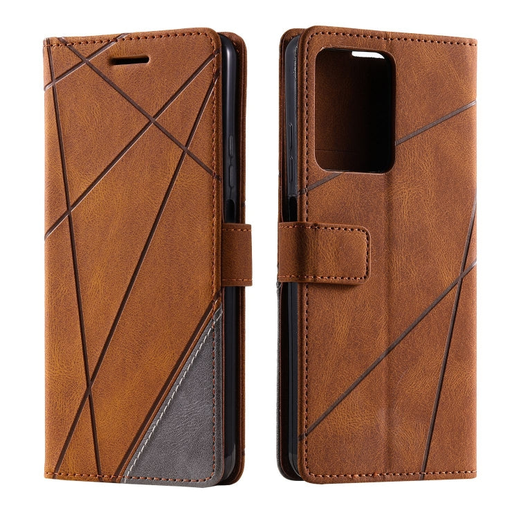 For Redmi Note 12 Pro 5G Global Skin Feel Splicing Horizontal Flip Leather Phone Case(Brown) - Note 12 Pro Cases by buy2fix | Online Shopping UK | buy2fix
