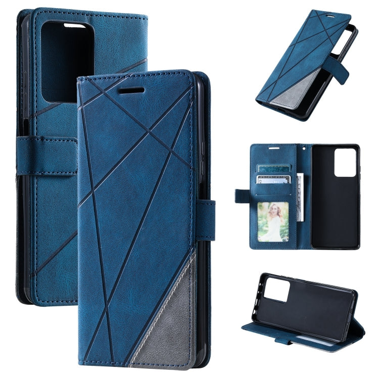 For Redmi Note 12 Pro+ Skin Feel Splicing Horizontal Flip Leather Phone Case(Blue) - Note 12 Pro+ Cases by buy2fix | Online Shopping UK | buy2fix