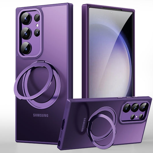 For Samsung Galaxy S23 Ultra 5G 360 Rotating MagSafe Magnetic Skin Feel Phone Case(Purple) - Galaxy S23 Ultra 5G Cases by buy2fix | Online Shopping UK | buy2fix