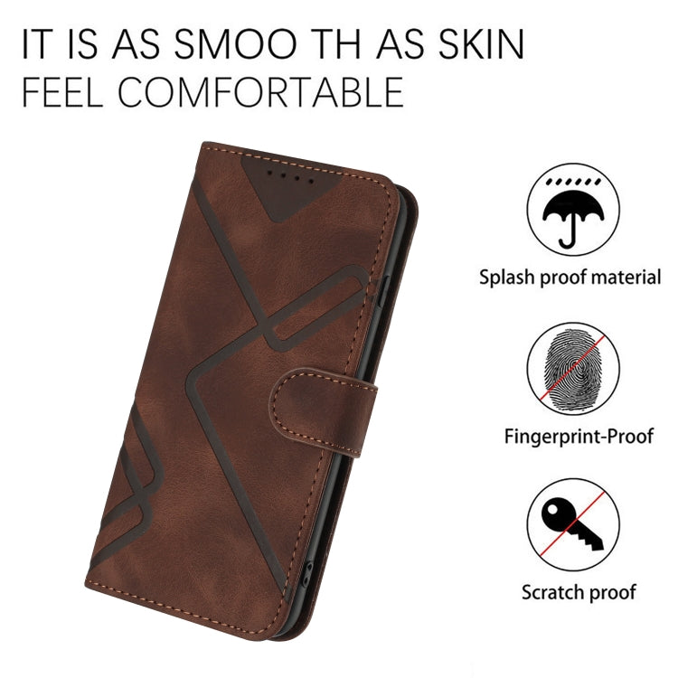 For Samsung Galaxy S21 5G Line Pattern Skin Feel Leather Phone Case(Coffee) - Galaxy S21 5G Cases by buy2fix | Online Shopping UK | buy2fix