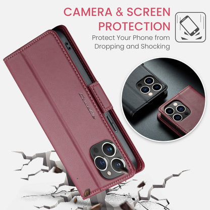 For iPhone 13 Pro CaseMe 023 Butterfly Buckle Litchi Texture RFID Anti-theft Leather Phone Case(Wine Red) - iPhone 13 Pro Cases by CaseMe | Online Shopping UK | buy2fix