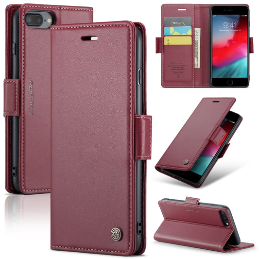 For iPhone 6 Plus/7 Plus/8 Plus CaseMe 023 Butterfly Buckle Litchi Texture RFID Anti-theft Leather Phone Case(Wine Red) - More iPhone Cases by CaseMe | Online Shopping UK | buy2fix