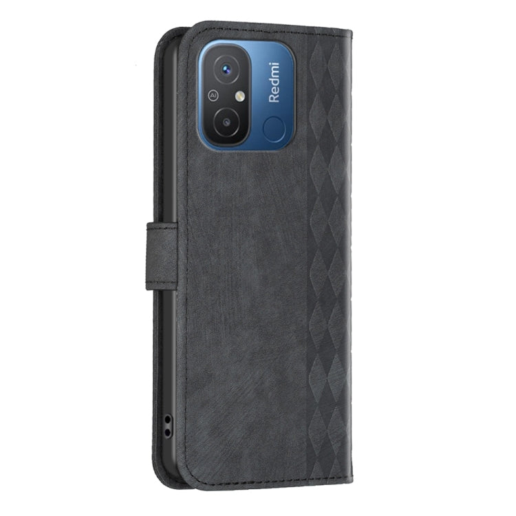 For Xiaomi Redmi 12C Plaid Embossed Leather Phone Case(Black) - Xiaomi Cases by buy2fix | Online Shopping UK | buy2fix