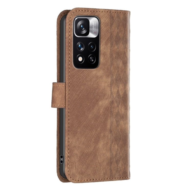 For Xiaomi Redmi Note 11 Pro Plaid Embossed Leather Phone Case(Brown) - Redmi Note 11 Pro Case by buy2fix | Online Shopping UK | buy2fix