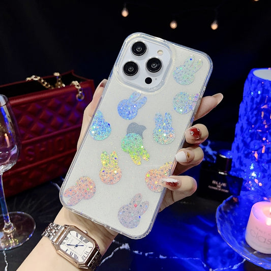 For iPhone 14 Pro Little Star Series Glitter Powder TPU Phone Case(Little Rabbit) - iPhone 14 Pro Cases by buy2fix | Online Shopping UK | buy2fix