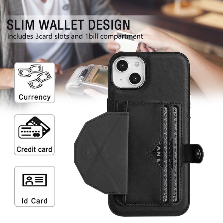 For iPhone 14 Plus Shockproof Leather Phone Case with Card Holder(Black) - iPhone 14 Plus Cases by buy2fix | Online Shopping UK | buy2fix