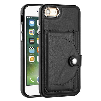 For iPhone SE 2022/SE 2020/6/7/8 Shockproof Leather Phone Case with Card Holder(Black) - iPhone SE 2022 / 2020 / 8 / 7 Cases by buy2fix | Online Shopping UK | buy2fix