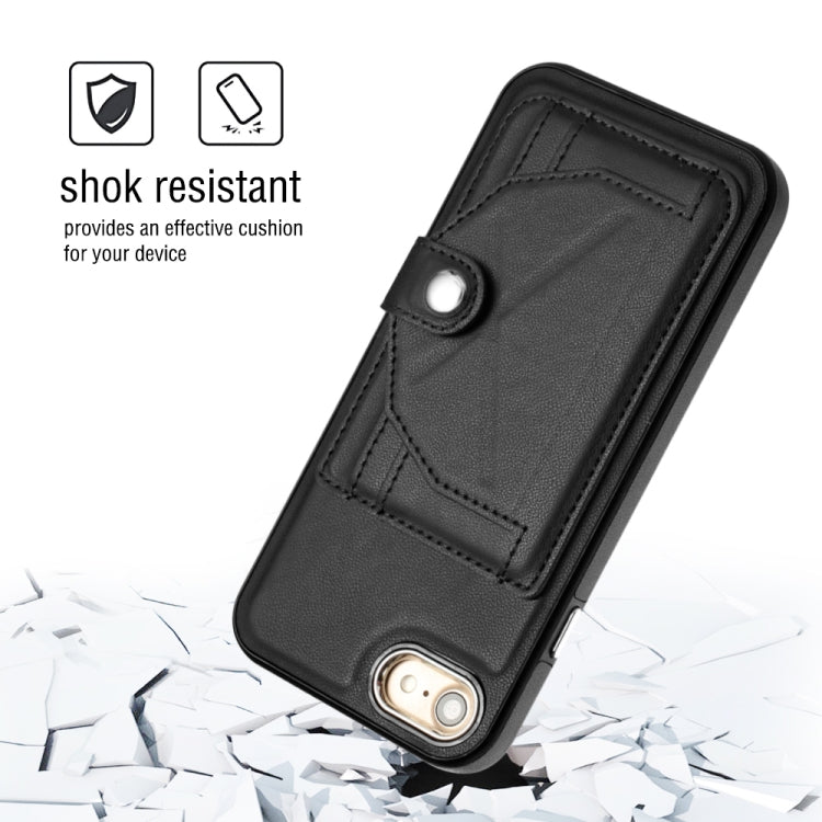 For iPhone SE 2022/SE 2020/6/7/8 Shockproof Leather Phone Case with Card Holder(Black) - iPhone SE 2022 / 2020 / 8 / 7 Cases by buy2fix | Online Shopping UK | buy2fix