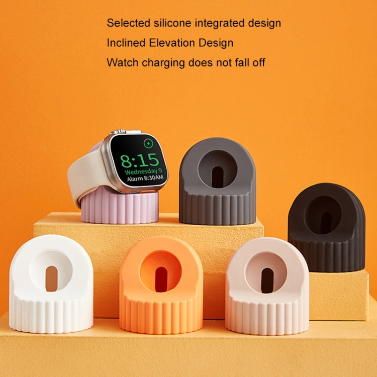 For Apple Watch Wave Pattern Silicone Watch Charging Stand(Silty Sand) - Charger / Holder by buy2fix | Online Shopping UK | buy2fix