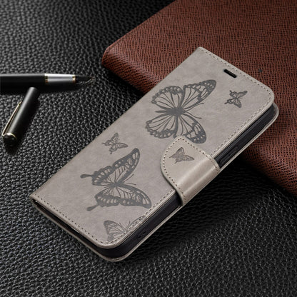 For Xiaomi Redmi Note 12S 4G / Note 11 Two Butterflies Embossing Leather Phone Case(Grey) - Xiaomi Cases by buy2fix | Online Shopping UK | buy2fix