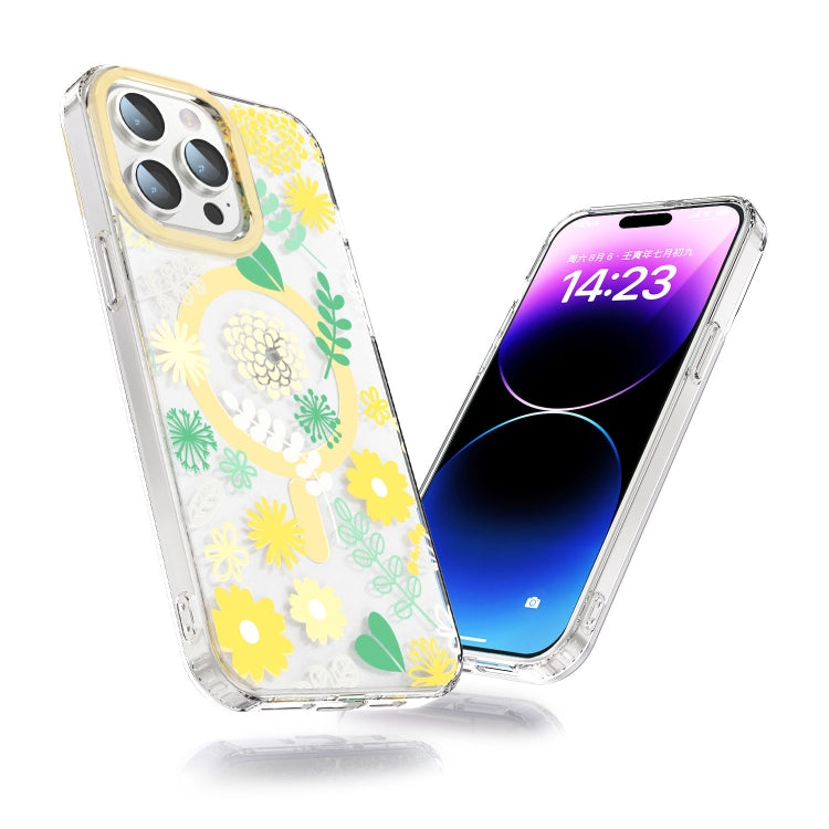 For iPhone 12 Pro MagSafe Magnetic TPU Phone Case(Yellow Chrysanthemum) - iPhone 12 / 12 Pro Cases by buy2fix | Online Shopping UK | buy2fix