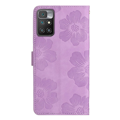 For Xiaomi Redmi 10 Flower Embossing Pattern Leather Phone Case(Purple) - Xiaomi Cases by buy2fix | Online Shopping UK | buy2fix