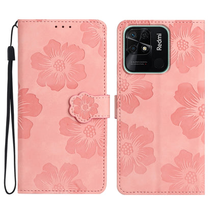 For Xiaomi Redmi 10C Flower Embossing Pattern Leather Phone Case(Pink) - Xiaomi Cases by buy2fix | Online Shopping UK | buy2fix