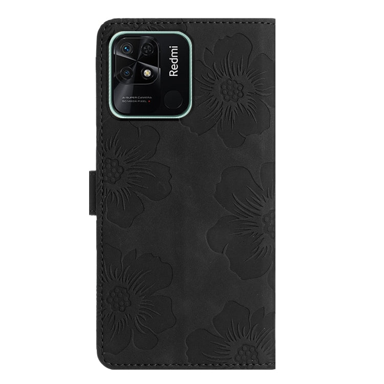 For Xiaomi Redmi 10C Flower Embossing Pattern Leather Phone Case(Black) - Xiaomi Cases by buy2fix | Online Shopping UK | buy2fix