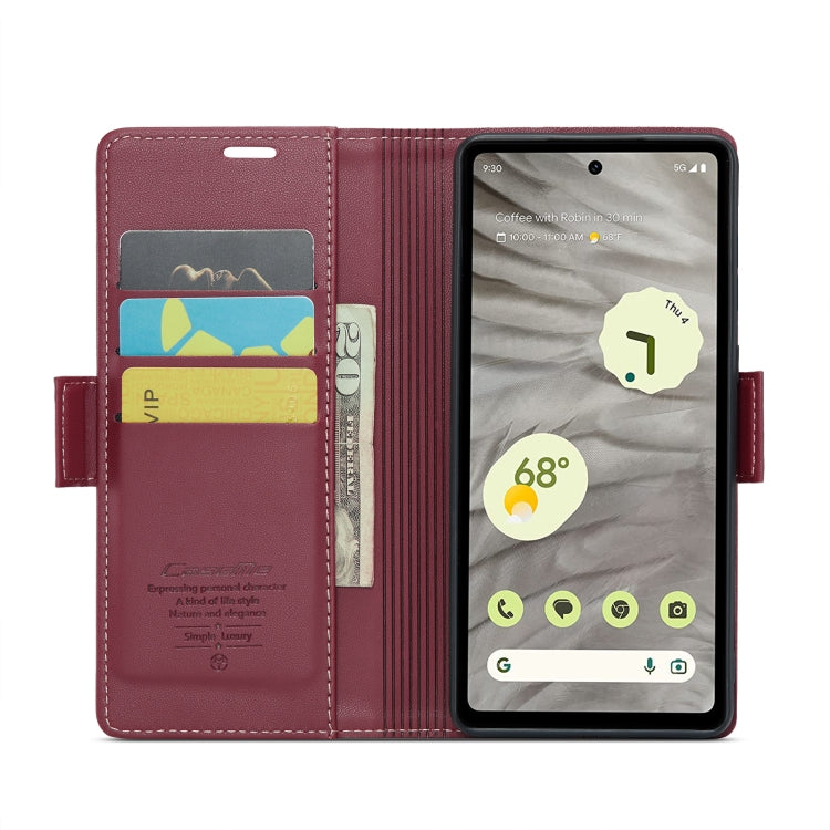For Google Pixel 7a CaseMe 023 Butterfly Buckle Litchi Texture RFID Anti-theft Leather Phone Case(Wine Red) - Google Cases by CaseMe | Online Shopping UK | buy2fix