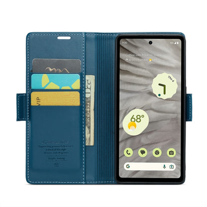 For Google Pixel 7a CaseMe 023 Butterfly Buckle Litchi Texture RFID Anti-theft Leather Phone Case(Blue) - Google Cases by CaseMe | Online Shopping UK | buy2fix