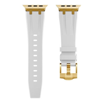 AP Silicone Watch Band For Apple Watch 38mm(Gold White) - Watch Bands by buy2fix | Online Shopping UK | buy2fix
