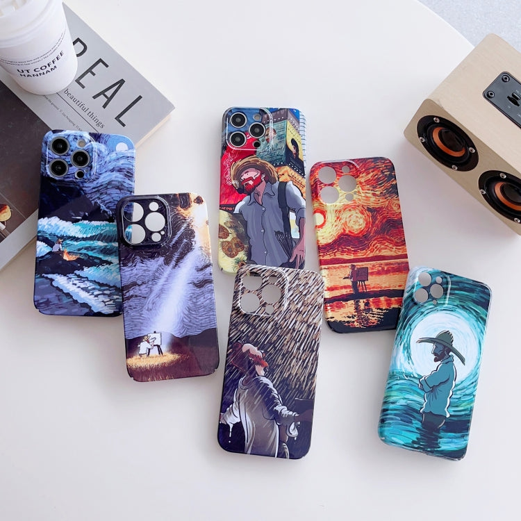For iPhone 13 Pro Max Precise Hole Oil Painting Pattern PC Phone Case(Rain) - iPhone 13 Pro Max Cases by buy2fix | Online Shopping UK | buy2fix