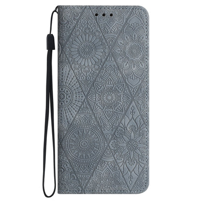 For Samsung Galaxy S21 Ultra 5G Ethnic Embossed Adsorption Leather Phone Case(Grey) - Galaxy S21 Ultra 5G Cases by buy2fix | Online Shopping UK | buy2fix