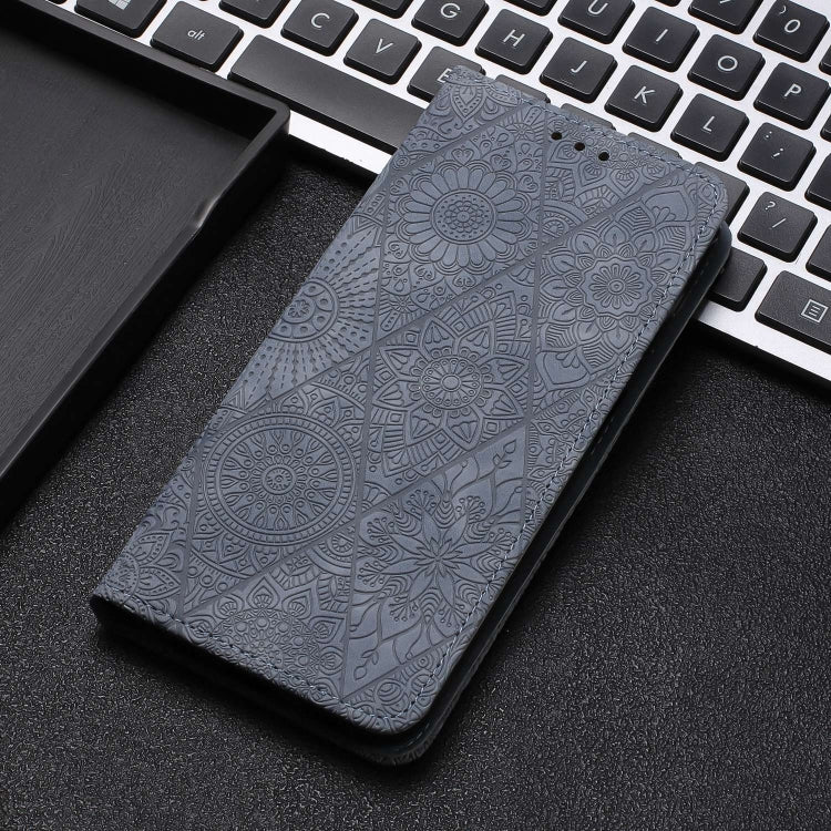 For Samsung Galaxy S21 Ultra 5G Ethnic Embossed Adsorption Leather Phone Case(Grey) - Galaxy S21 Ultra 5G Cases by buy2fix | Online Shopping UK | buy2fix