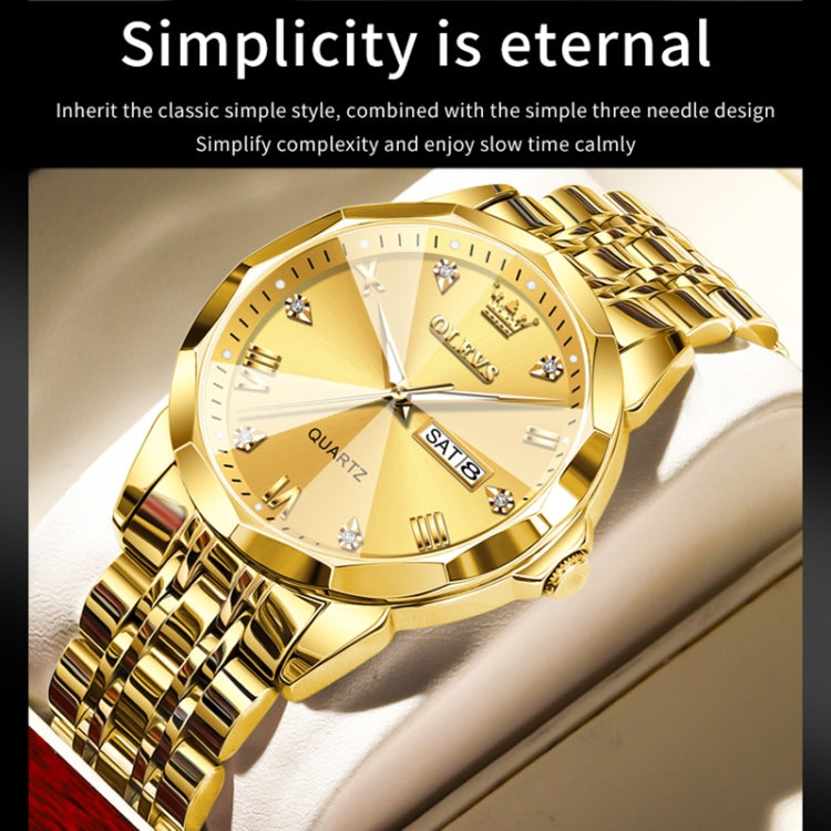 OLEVS 9931 Men Luminous Waterproof Quartz Watch(Gold) - Metal Strap Watches by OLEVS | Online Shopping UK | buy2fix