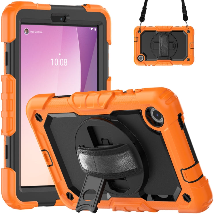 For Lenovo Tab M8 4th Gen Silicone Hybrid PC Tablet Case with Shoulder Strap(Orange) - For Lenovo by buy2fix | Online Shopping UK | buy2fix