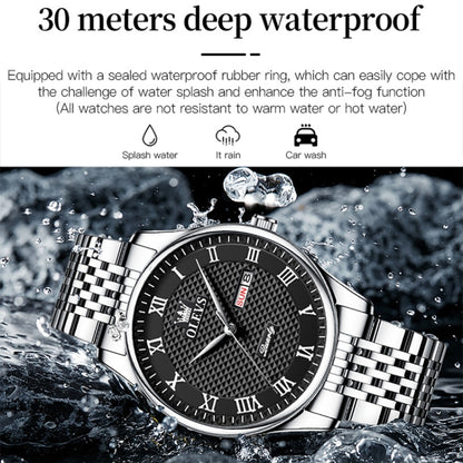 OLEVS 5562 Men Multifunctional Business Waterproof Quartz Watch(Black) - Metal Strap Watches by OLEVS | Online Shopping UK | buy2fix