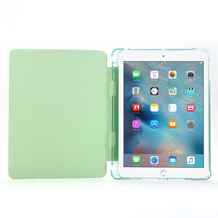 For iPad Air 2 Airbag Deformation Horizontal Flip Leather Case with Holder & Pen Holder(Dark Green) - Apple Accessories by buy2fix | Online Shopping UK | buy2fix