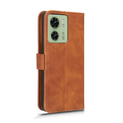 For Motorola Edge 40 Skin Feel Magnetic Flip Leather Phone Case(Brown) - Motorola Cases by buy2fix | Online Shopping UK | buy2fix