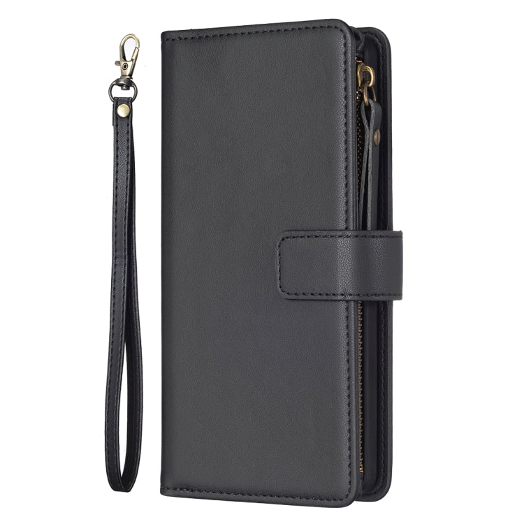 For iPhone 12 Pro Max 9 Card Slots Zipper Wallet Leather Flip Phone Case(Black) - iPhone 12 Pro Max Cases by buy2fix | Online Shopping UK | buy2fix