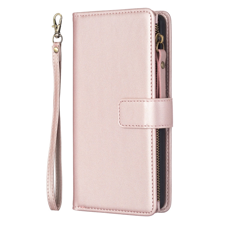 For Samsung Galaxy A54 5G 9 Card Slots Zipper Wallet Leather Flip Phone Case(Rose Gold) - Galaxy Phone Cases by buy2fix | Online Shopping UK | buy2fix