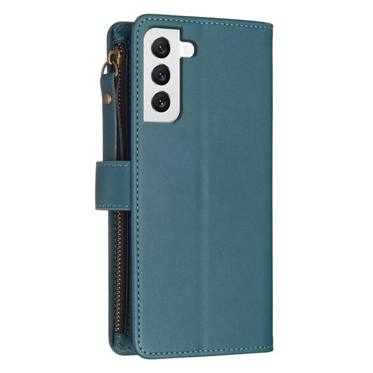 For Samsung Galaxy S22 5G 9 Card Slots Zipper Wallet Leather Flip Phone Case(Green) - Galaxy S22 5G Cases by buy2fix | Online Shopping UK | buy2fix
