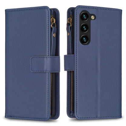 For Samsung Galaxy S23+ 5G 9 Card Slots Zipper Wallet Leather Flip Phone Case(Blue) - Galaxy S23+ 5G Cases by buy2fix | Online Shopping UK | buy2fix