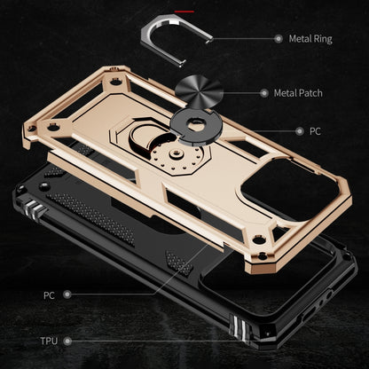For iPhone 15 Pro Max Shockproof TPU + PC Phone Case with Holder(Gold) - iPhone 15 Pro Max Cases by buy2fix | Online Shopping UK | buy2fix
