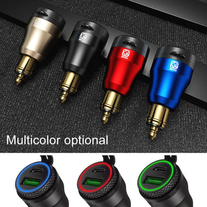 Motorcycle European-style Small-caliber Aluminum Alloy QC 3.0 + PD Fast Charge USB Charger, Shell Color:Red(Green Light) - In Car by buy2fix | Online Shopping UK | buy2fix