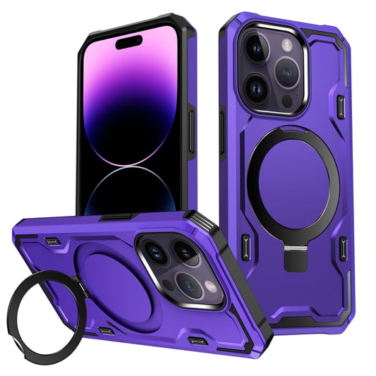 For iPhone 14 Pro Patronus MagSafe Magnetic Holder Phone Case(Purple) - iPhone 14 Pro Cases by buy2fix | Online Shopping UK | buy2fix