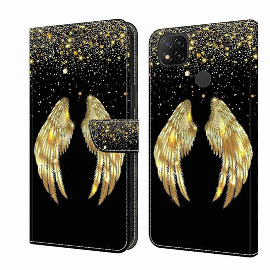 For Xiaomi Redmi 9C Crystal 3D Shockproof Protective Leather Phone Case(Golden Wings) - Xiaomi Cases by buy2fix | Online Shopping UK | buy2fix