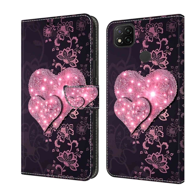 For Xiaomi Redmi 9C Crystal 3D Shockproof Protective Leather Phone Case(Lace Love) - Xiaomi Cases by buy2fix | Online Shopping UK | buy2fix