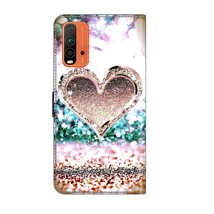 For Xiaomi Redmi 9T Crystal 3D Shockproof Protective Leather Phone Case(Pink Diamond Heart) - Xiaomi Cases by buy2fix | Online Shopping UK | buy2fix