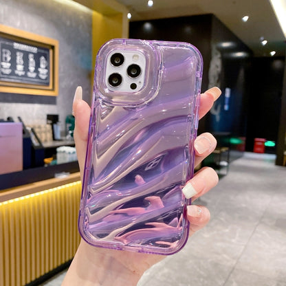 For iPhone 12 Laser Sequin Waves TPU Phone Case(Purple) - iPhone 12 / 12 Pro Cases by buy2fix | Online Shopping UK | buy2fix