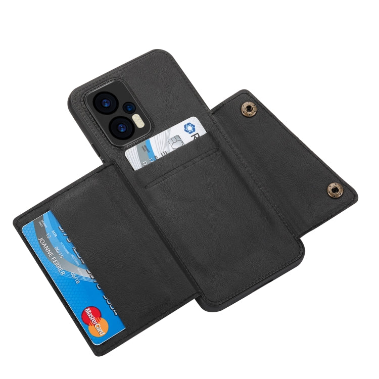 For Xiaomi Redmi Note 12 Turbo/Poco F5 Double Buckle Card Slots Magnetic Phone Case(Black) - Xiaomi Cases by buy2fix | Online Shopping UK | buy2fix