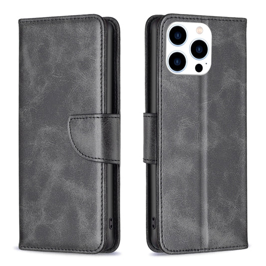 For iPhone 15 Pro Lambskin Texture Pure Color Flip Leather Phone Case(Black) - iPhone 15 Pro Cases by buy2fix | Online Shopping UK | buy2fix