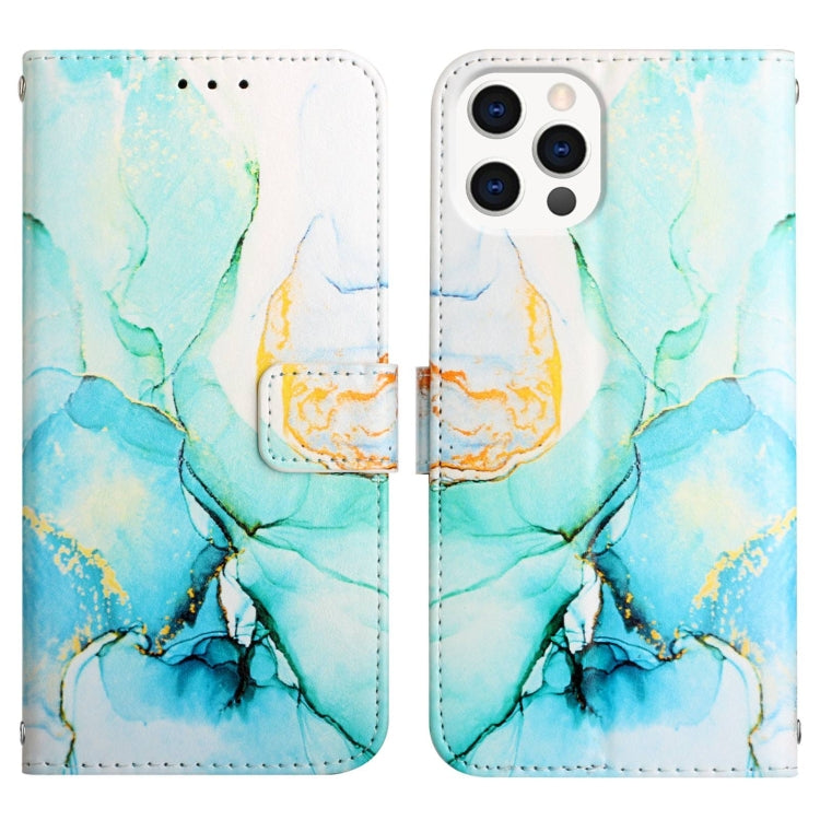 For iPhone 15 Pro Max PT003 Marble Pattern Flip Leather Phone Case(Green LS003) - iPhone 15 Pro Max Cases by buy2fix | Online Shopping UK | buy2fix
