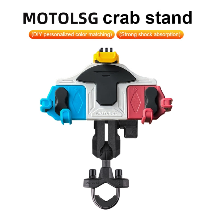 MOTOSLG Crab Motorcycle Phone Clamp Bracket U-Type Headbar Mount(Yellow Blue White) - Holder by MOTOLSG | Online Shopping UK | buy2fix