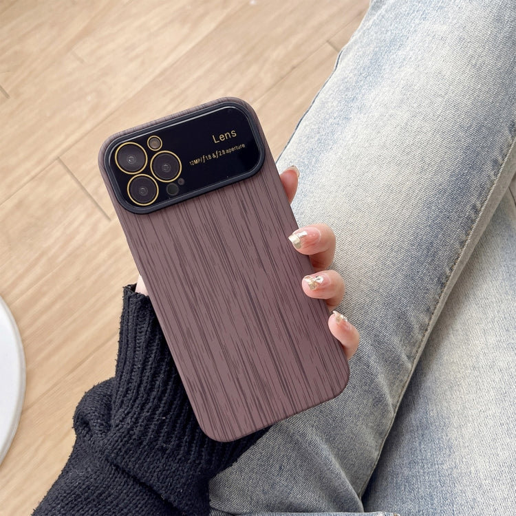 For iPhone 12 Pro Wood Grain TPU Phone Case with Lens Film(Grey) - iPhone 12 / 12 Pro Cases by buy2fix | Online Shopping UK | buy2fix